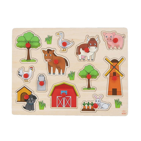Engelhart dřevěné knoflíkové puzzle farma 30x23cm