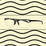 Spectrum reading glasses black rectangular half rimless 1.00