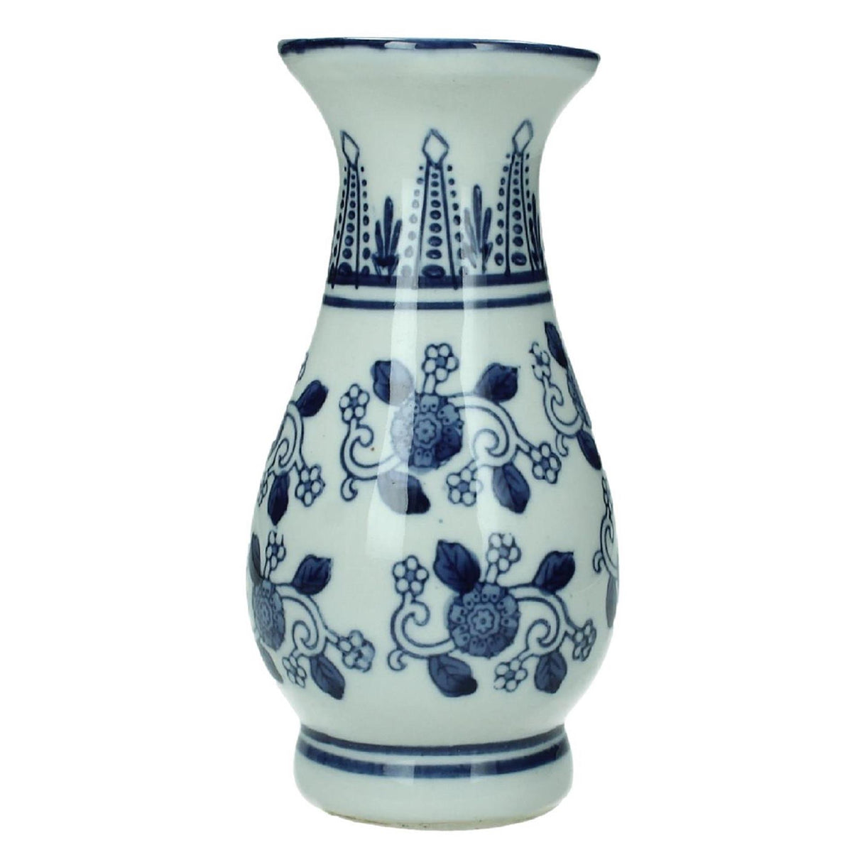 Kersten vaas aardewerk blauw wit 8x8xh15
