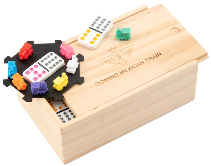 Longfield Games Mexican Train Dominospel Double 12 wooden box