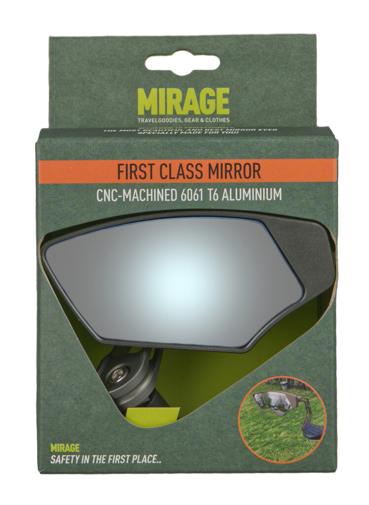 Mirage Mirror Bar-End Rotating Luxury Dimning Glass Grey Metallic On Card