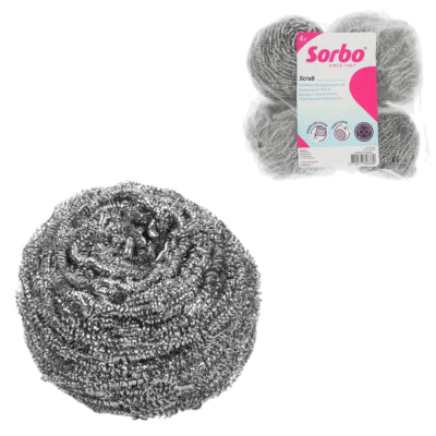 Sorbo stainless steel pan scourer set of 4 | 12 pieces