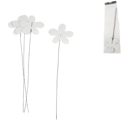 Decorative plug flower white 38 cm set of 4 | 24 pieces