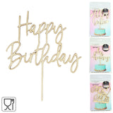 Cake topper wood 16 cm 4 assorted | 48 pieces