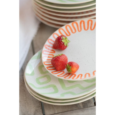 J-line plate pattern green 22 cm | 12 pieces