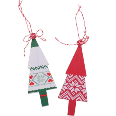 Chrëschtbeemhänger 2 assortéiert 13 cm | 24 Stéck