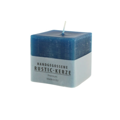 Gala pillar candle rustic square blue 7 x 7 cm | 12 pieces