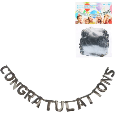 Garland congratulations silver 2 m | 24 pieces