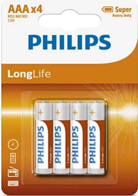 Philips Batterien Longlife aaa r03 Box vun 12 Blister a 4 Stécker