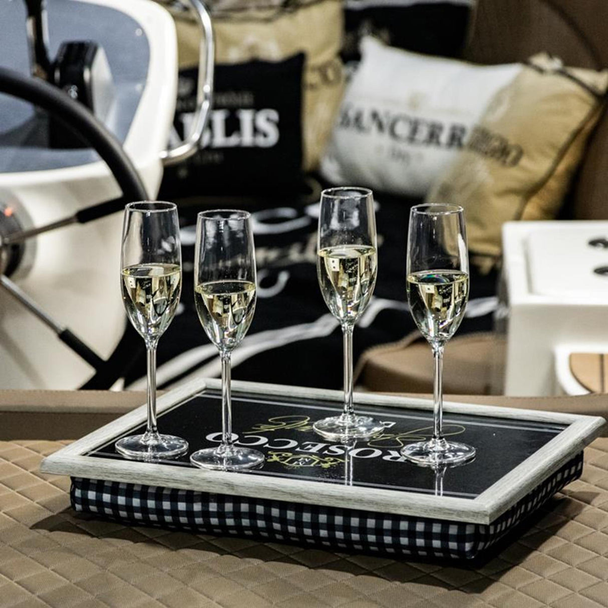 Mars more lap cushion prosecco black 43x33x9cm