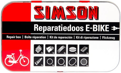 Simson Reparatiedoos E-bike aluminium rood wit 14-delig