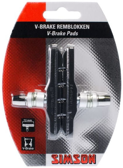 Simson Remblokken V-brake 72 x 12,5 mm zwart 2 stuks