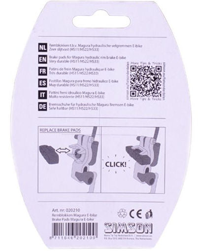 Tampons de frein Magura E-Bike HS33 HS11 Rubber 2 pièces