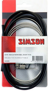 Simson Remkabel set Nexus rollerbrake 1600 2250 mm zwart zilver