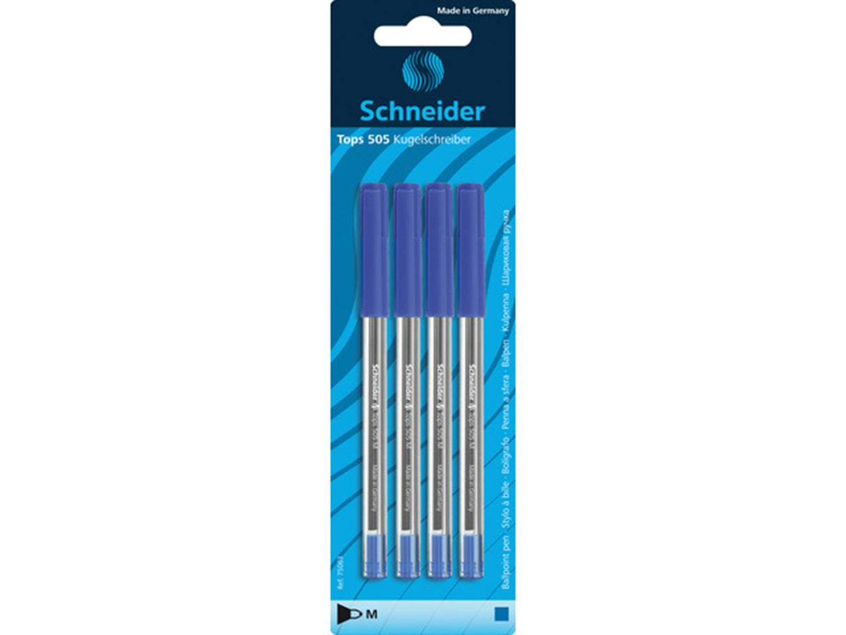 Schneider ballpoint pen tops 505m blue blister of 4 pieces