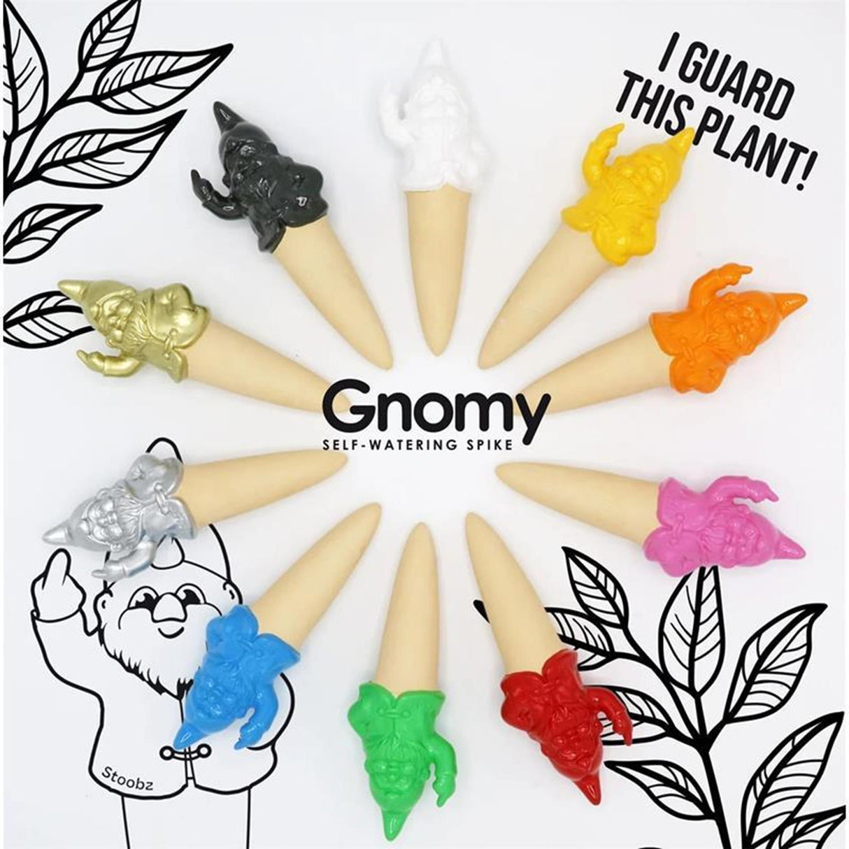 Stoobz design stoobz gnomy self-watering f*ck you gnome black 6x4.5x16.5cm