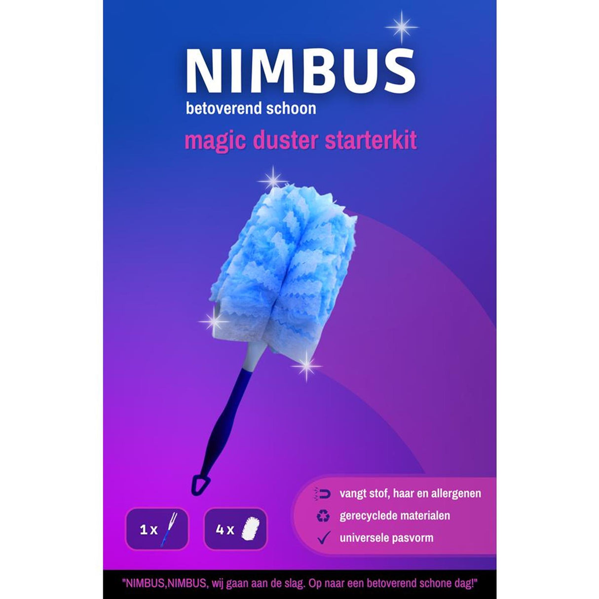Nimbus magic duster starter kit holder with 4 refills | 4 pieces