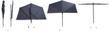 Madison parasol mikros 200x300cm gray