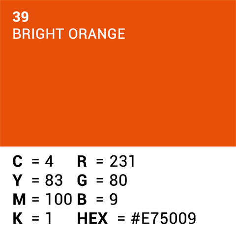 Papier d'arrière-plan supérieur 39 Orange vif 1,35 x 11m