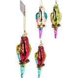 Pendant parrot glass 13cm display a 12pcs