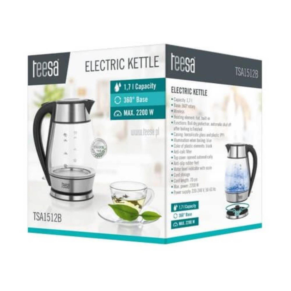 Teesa Kettelglas Edelstol 1,7l schwaarz