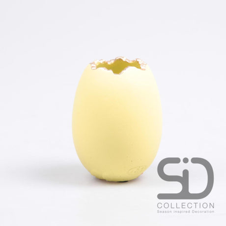 Season inspired decoration vase egg 7.5x7.5x10cm yellow