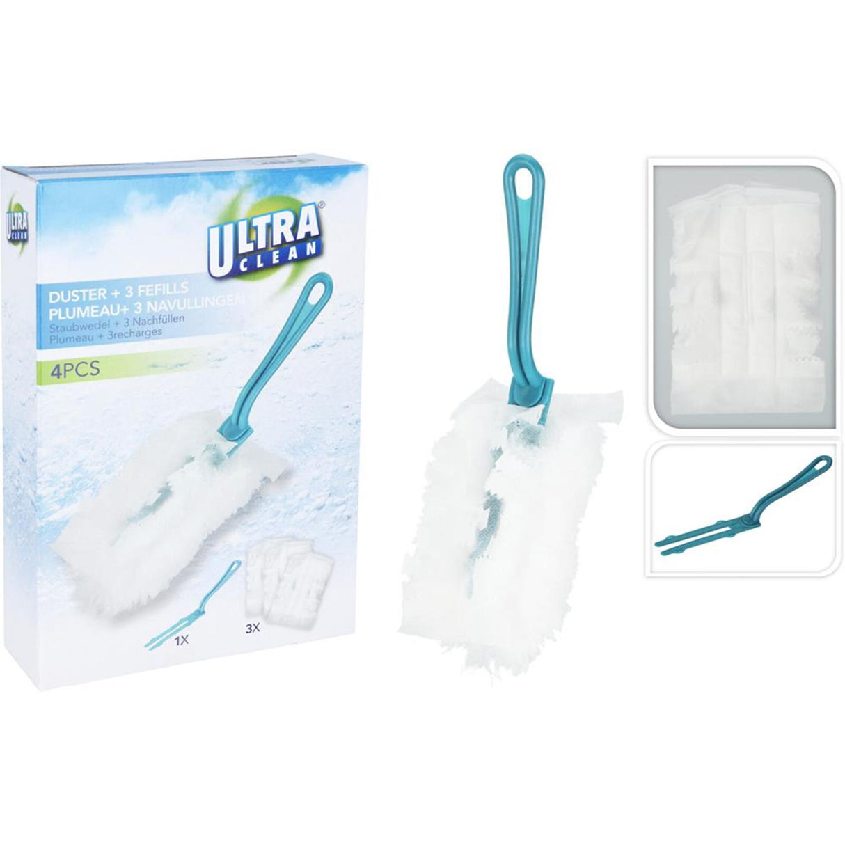 Ultra clean feather duster with refill 3 pieces