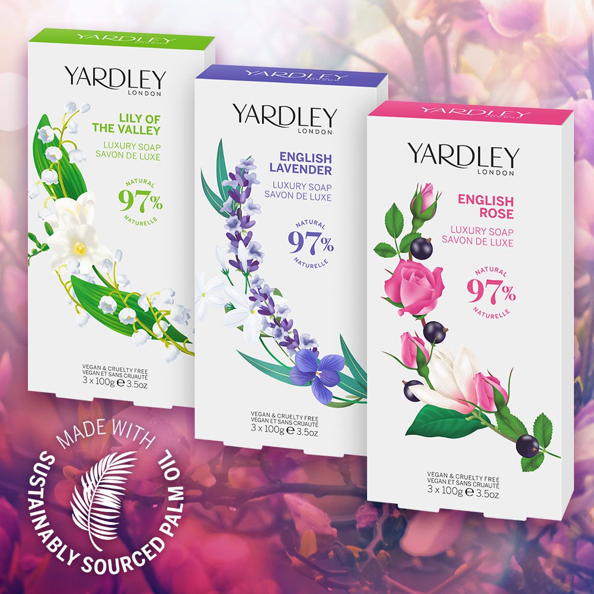 Yardley london soap lily of the valley 3x100gr.