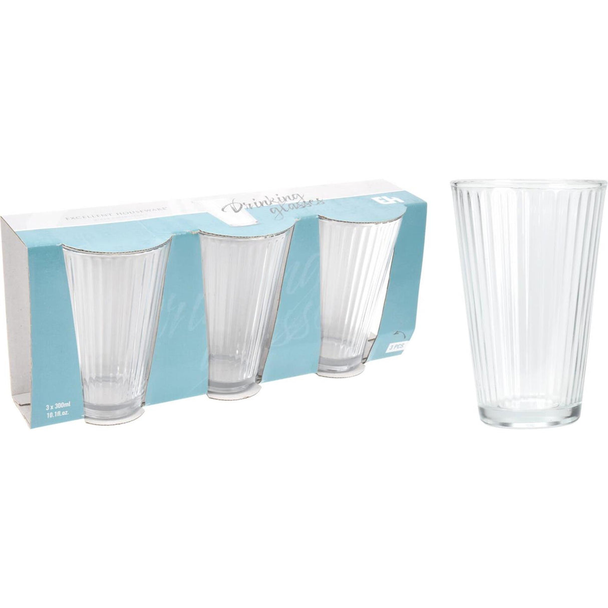 Excellent houseware drinking glass set 3-piece 300ml