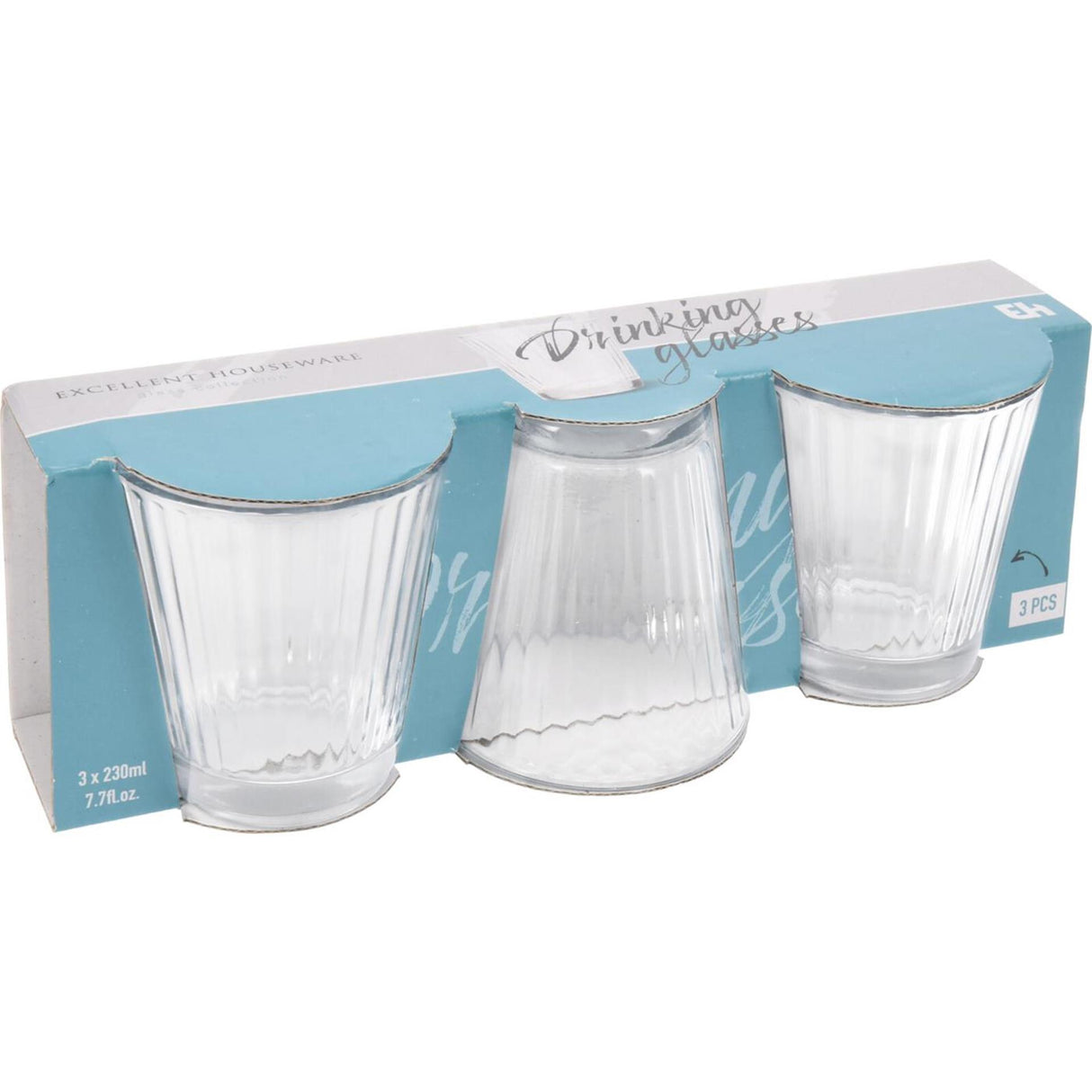 Excellent houseware drinking glass set 3-piece 230ml