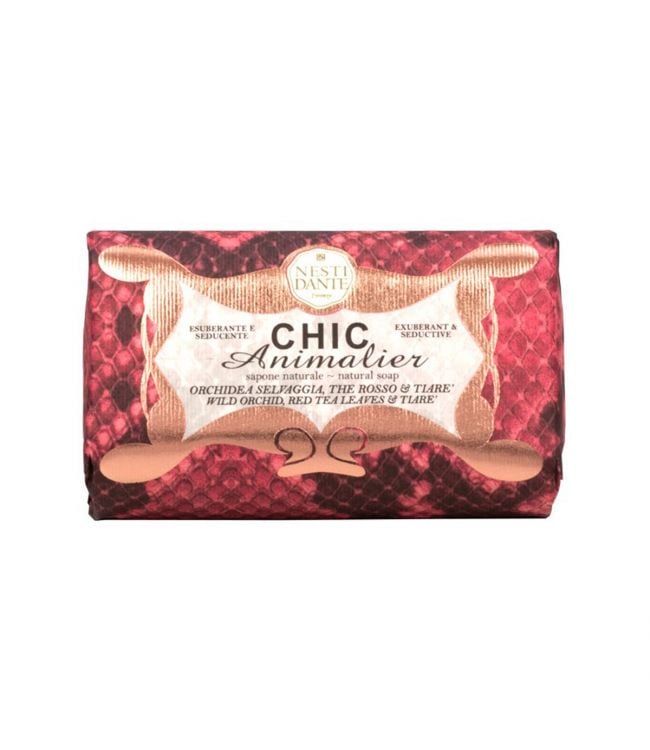 Nesti dante chic animalier wild orchid, red rea leaves tiare zeep 250gr.