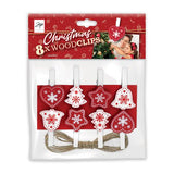 Zep Christmas Kit Wood Clips Red LK38R 8 Pieces