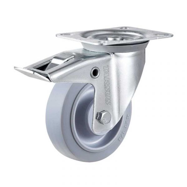 Tarsus swivel + brake 125 mm. TPE extra quiet