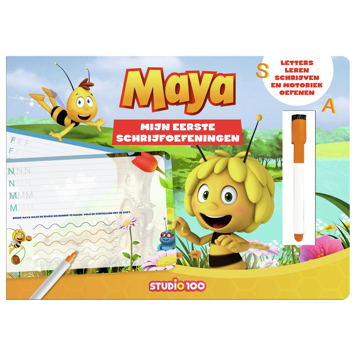 Studio 100 Maya de Bij Kartonboek Schrijf en Wis