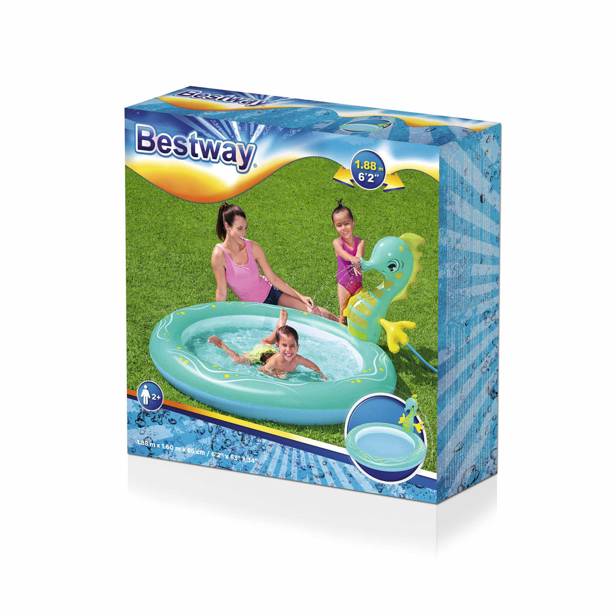 Bestway Toddler Bath With Sprayer Sea Horse, 188x160x86cm