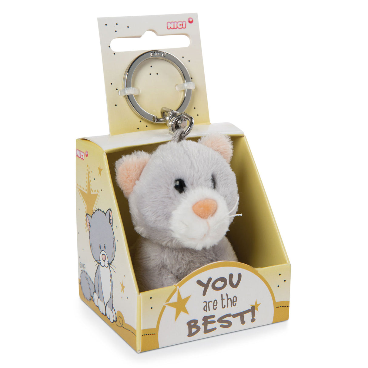 Nici Pluchen Keychain Kat Vous êtes le meilleur en boîte cadeau, 6cm