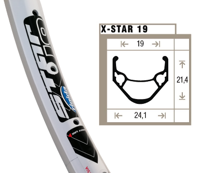 Shining X-Star 19 rim White Etro 507-19 (24x1.75) 36-Gaats