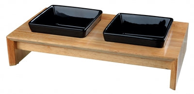 Trixie Feed Set Ceramics avec Base en bois noir