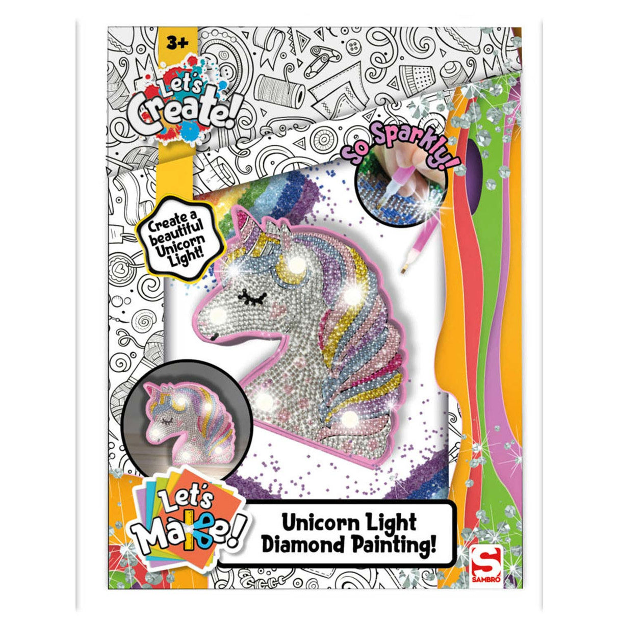 Lámpara de unicornio de arte de diamante Sambro