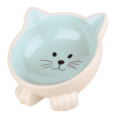 Feliz cubo de alimentación de mascotas Cat Orb Blue Creme