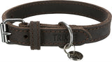 Trixie Collar chien rustique gras en cuir foncé marron foncé