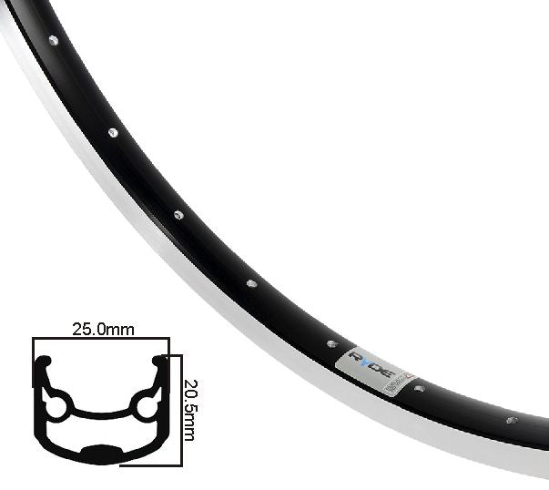 Ryde Velg Andra 30 28 tum (622) Svart ano 32 hål 14g