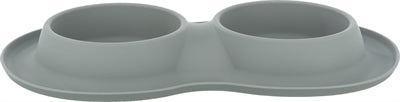 Trixie Food Bowl Bin Double Silicone en acier inoxydable gris