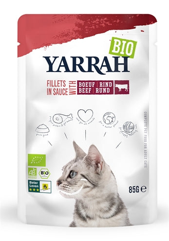 Yarrah Katze Bio -Filets mit Rindfleisch in Sauce