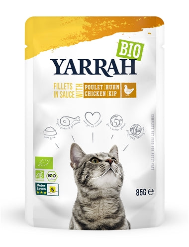 Yarrah Cat Organic filets s kuřecí v omáčce