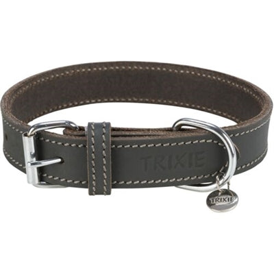 Trixie Collar chien rustique gras en cuir gris