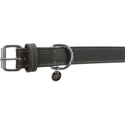 Trixie Collar Dog Rustic Grasso Leather Grey