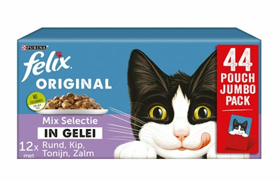 Felix Pouch Original i Gelei Mix Box Rund kylling tun laks