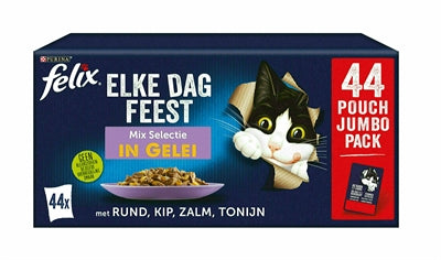 Felix Pouch Party hver dag i Gelei Mix Box Tunon Salmon Rund kylling