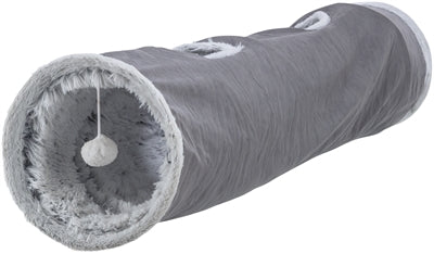 Trixie Cats Play Tunnel Harvey Velor Plush Grey